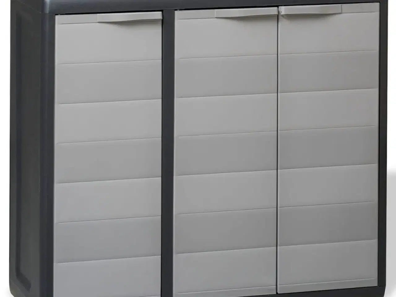 Billede 1 - Haveopbevaringsskab med 2 hylder sort og grå