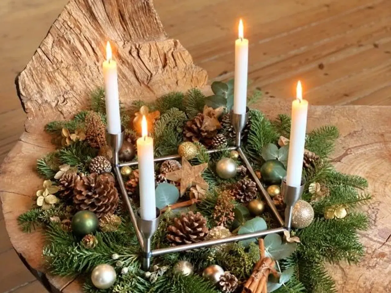 Billede 1 - Firkantet lysestage - Adventsstage - Jul eller hel