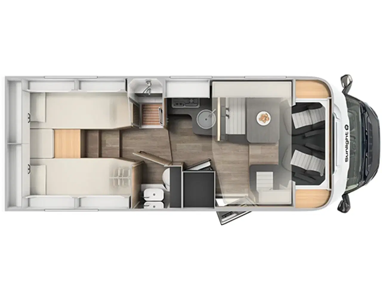 Billede 2 - 2024 - SunLight T 68 Adv. Edi. - Aut. gear Lækker autocamper med enkeltsenge, hæve/sænkeseng, automatgear og adaptiv fartpilot