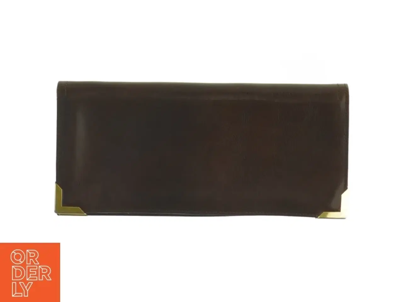 Billede 1 - Brun Vintage læder Clutch med guld detaljer (str. 27 x 13 cm)