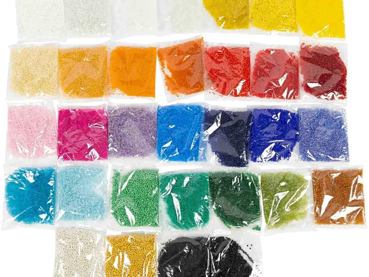 Billede 1 - Rocaiperler, diam. 1,7+3+4 mm, str. 6/0+8/0+12/0, hulstr. 0,5-1,2 mm, Farve kan variere, 32x100g/ 1 pk.