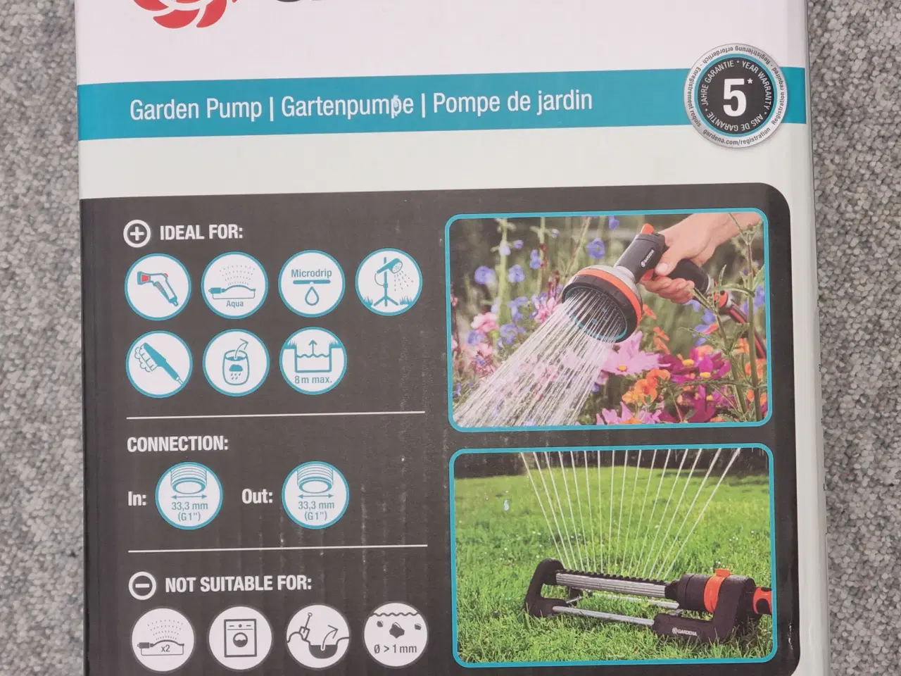 Billede 5 - Gardena 4100 silent, have pumpe 4100 l/h, 500W 
