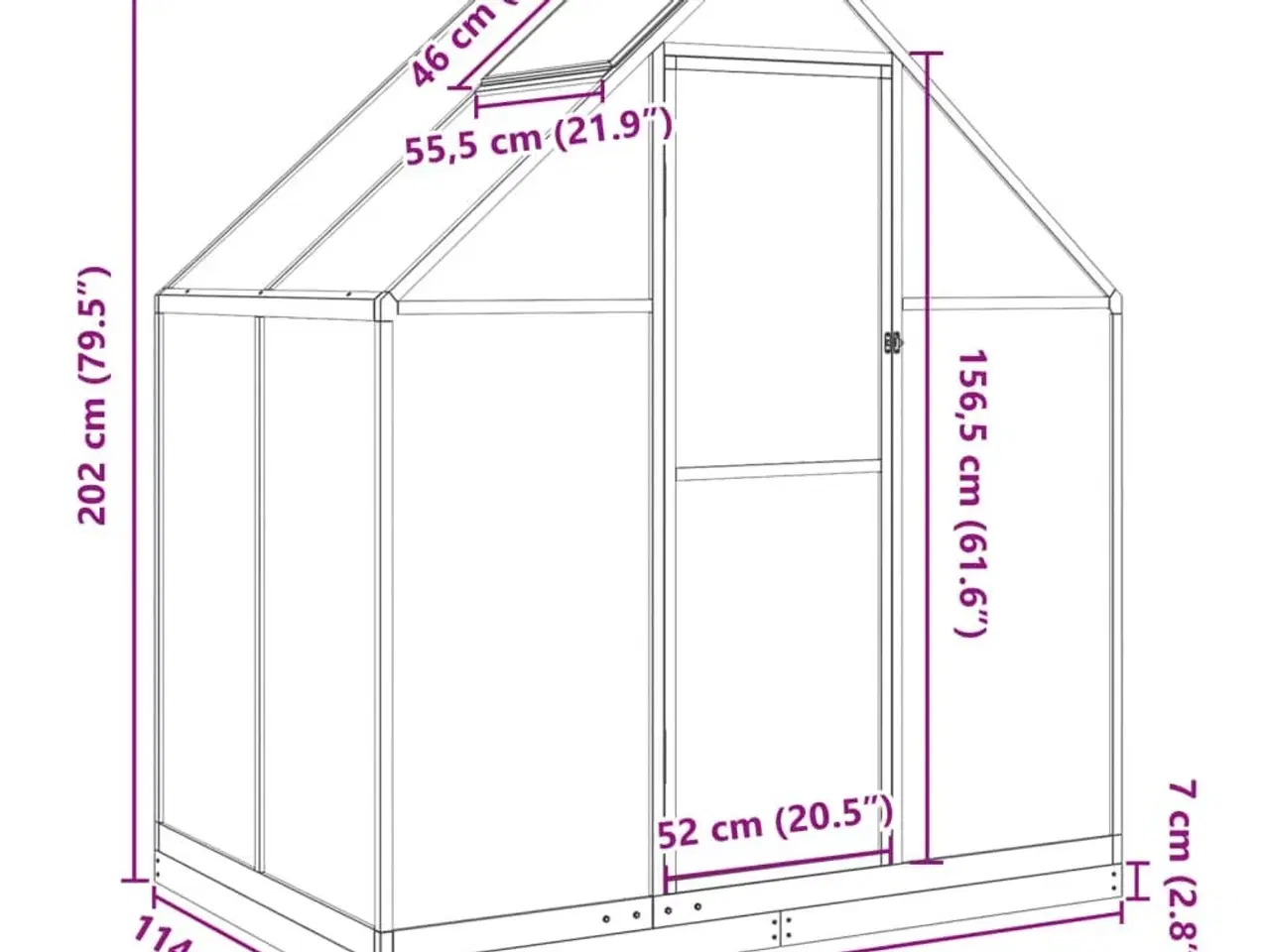 Billede 10 - Drivhus med fundamentramme 169x114x202 cm aluminium antracitgrå