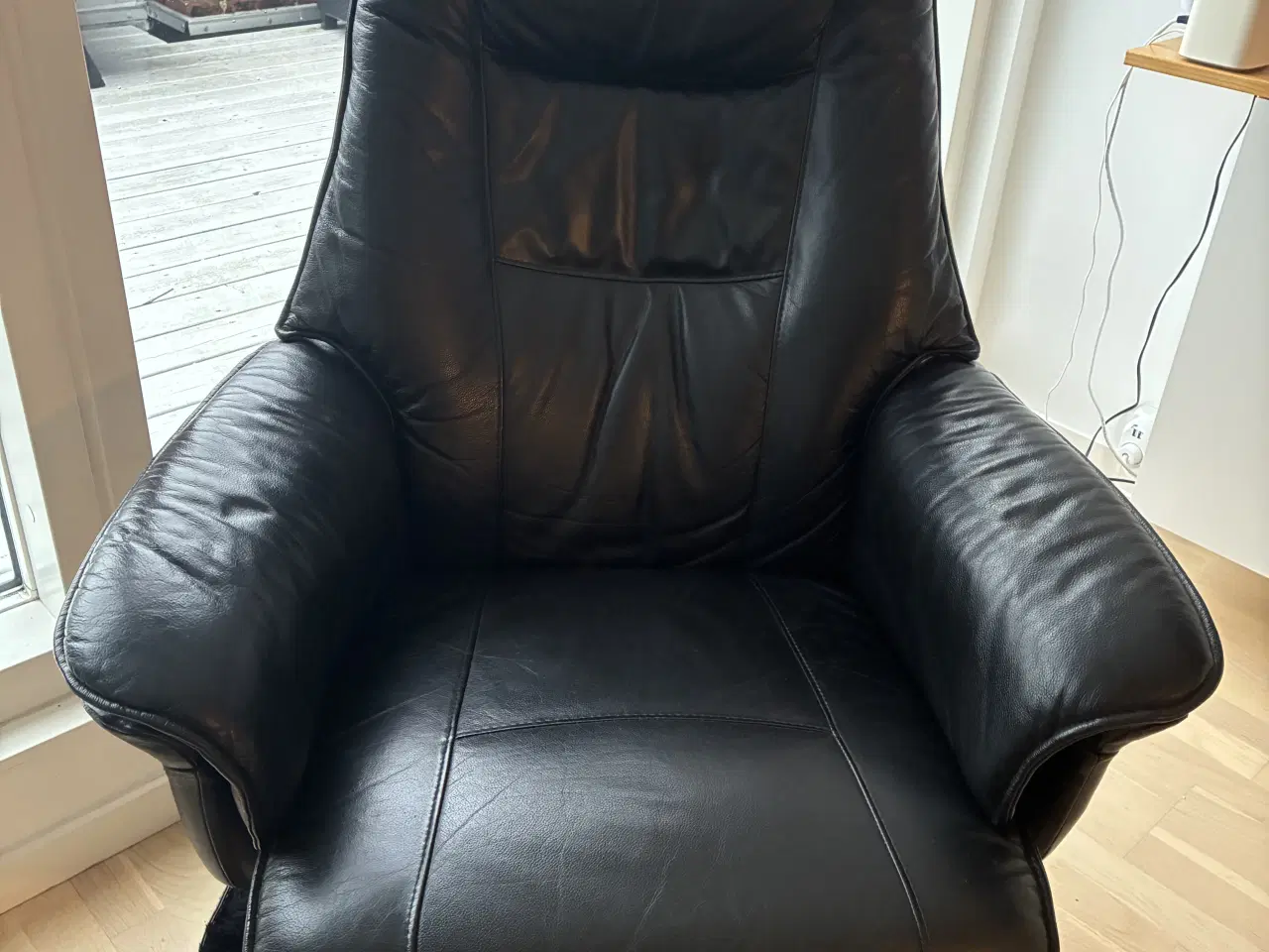 Billede 1 - Læder lænestol sort Hjort Knudsen