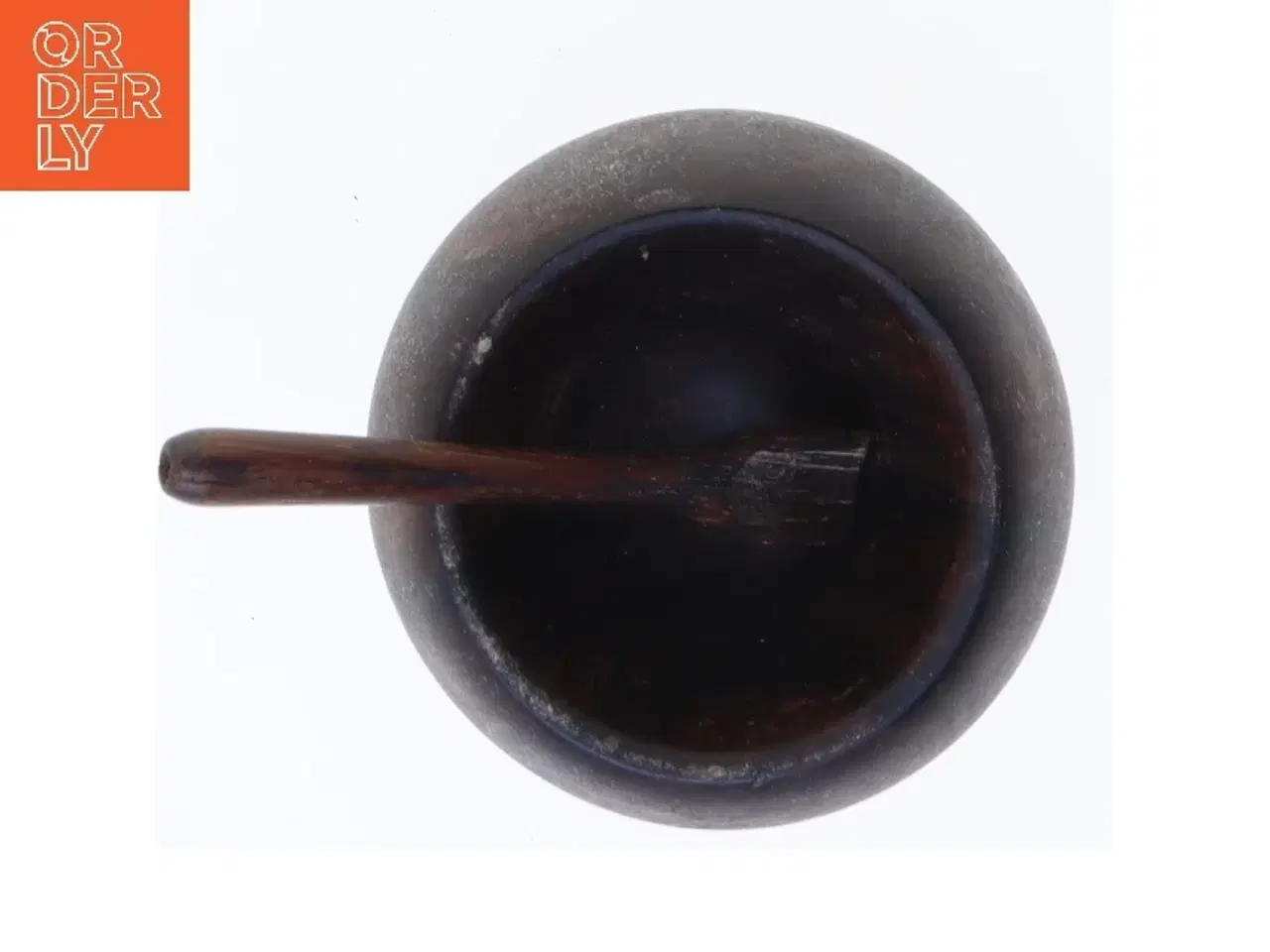 Billede 3 - Træskål med ske, til salt (str. 6,5 cm)