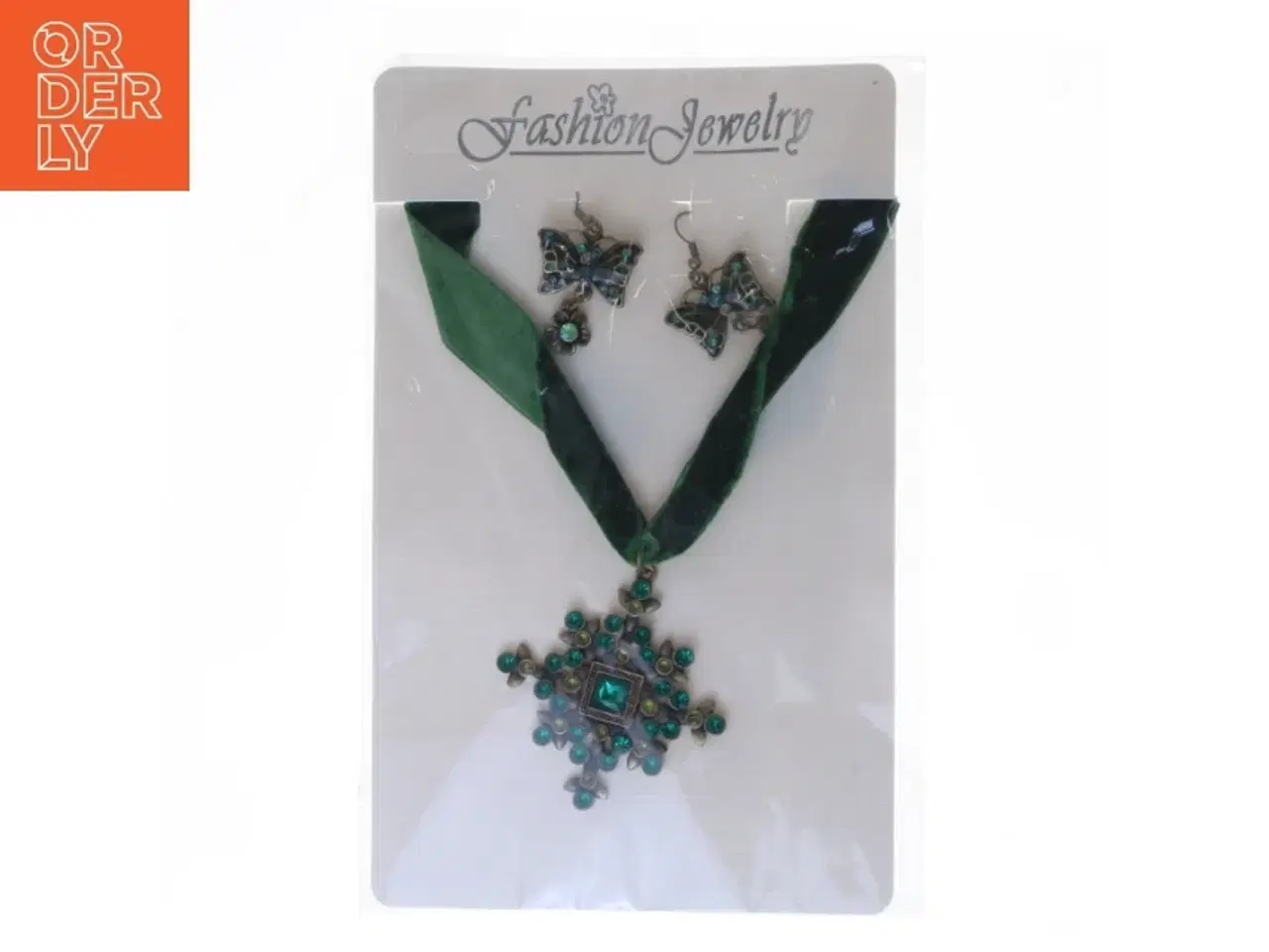 Billede 1 - Grøn halskæde og ørestikker sæt fra Fashion Jewelry