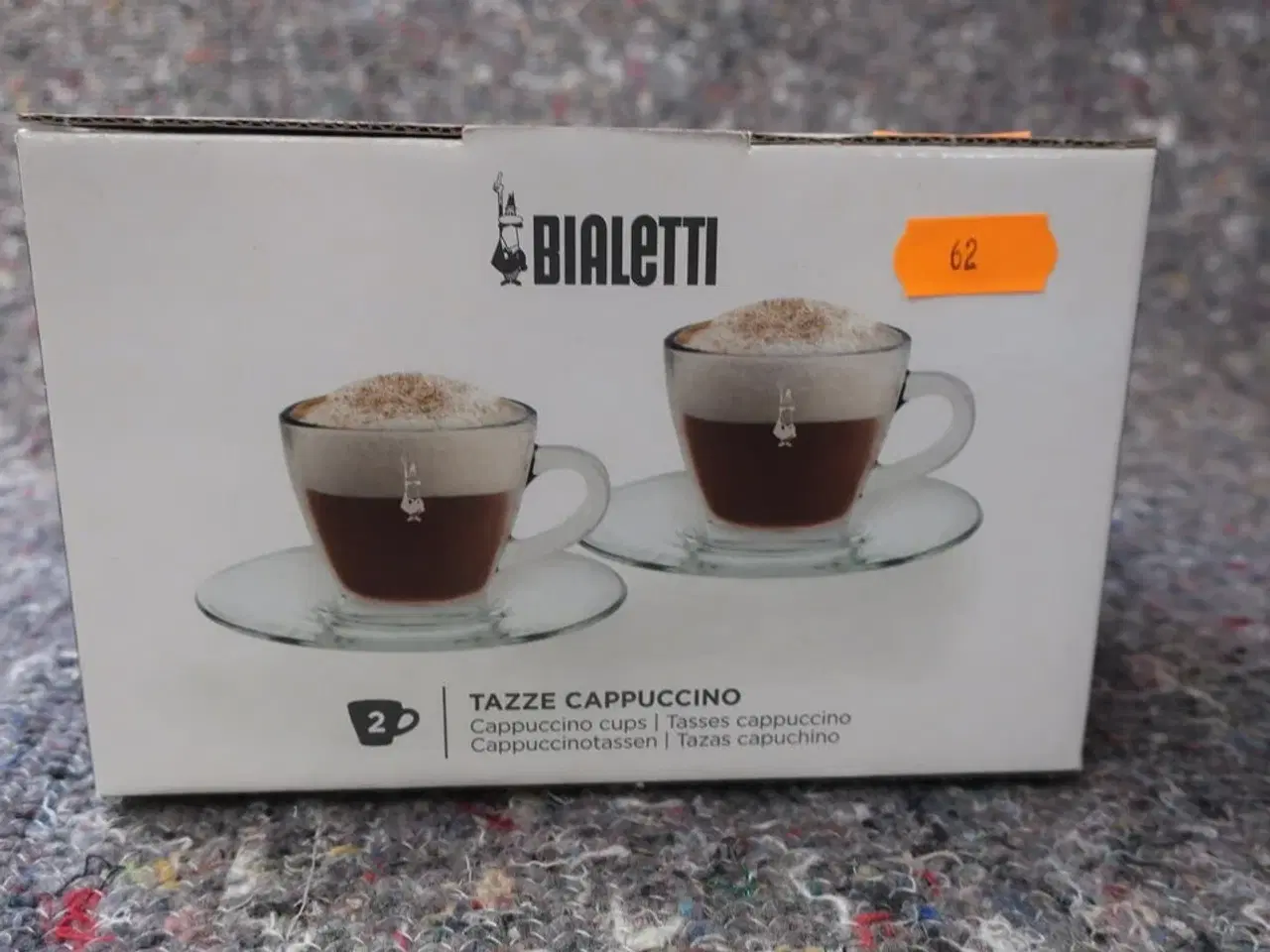 Billede 2 - 2 stk. BIALETTI Cappuccino glaskopper + underkopper