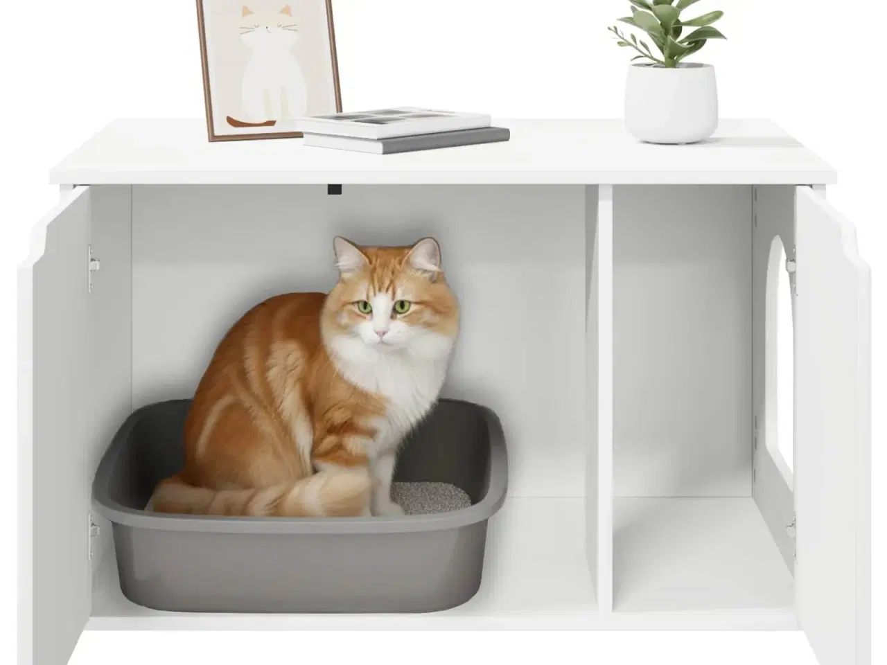 Billede 11 - Kat Hus Hvid 85 x 55 x 50,5 cm Konstrueret træ