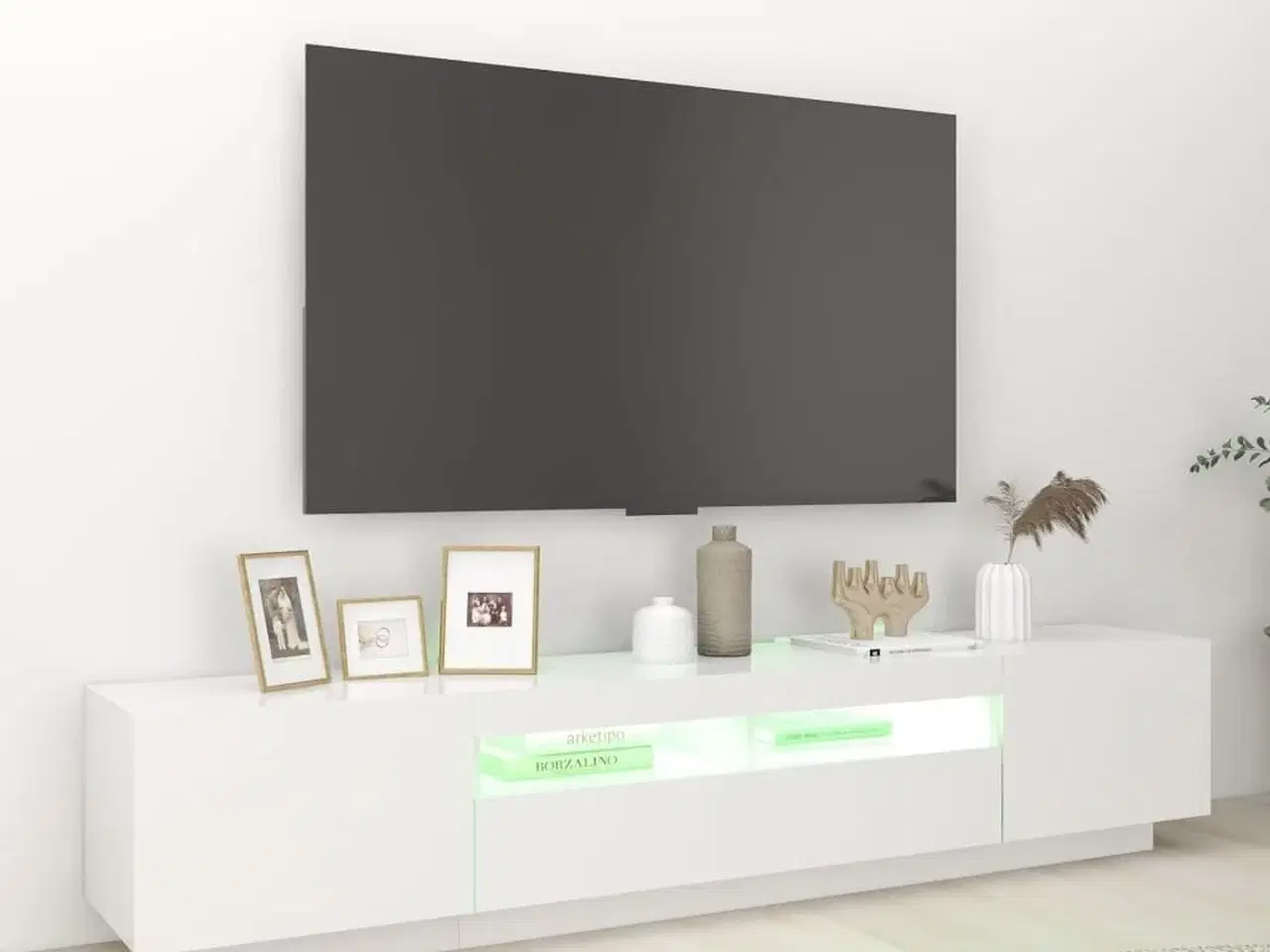 Billede 4 - Tv-skab med LED-lys 200x35x40 cm hvid