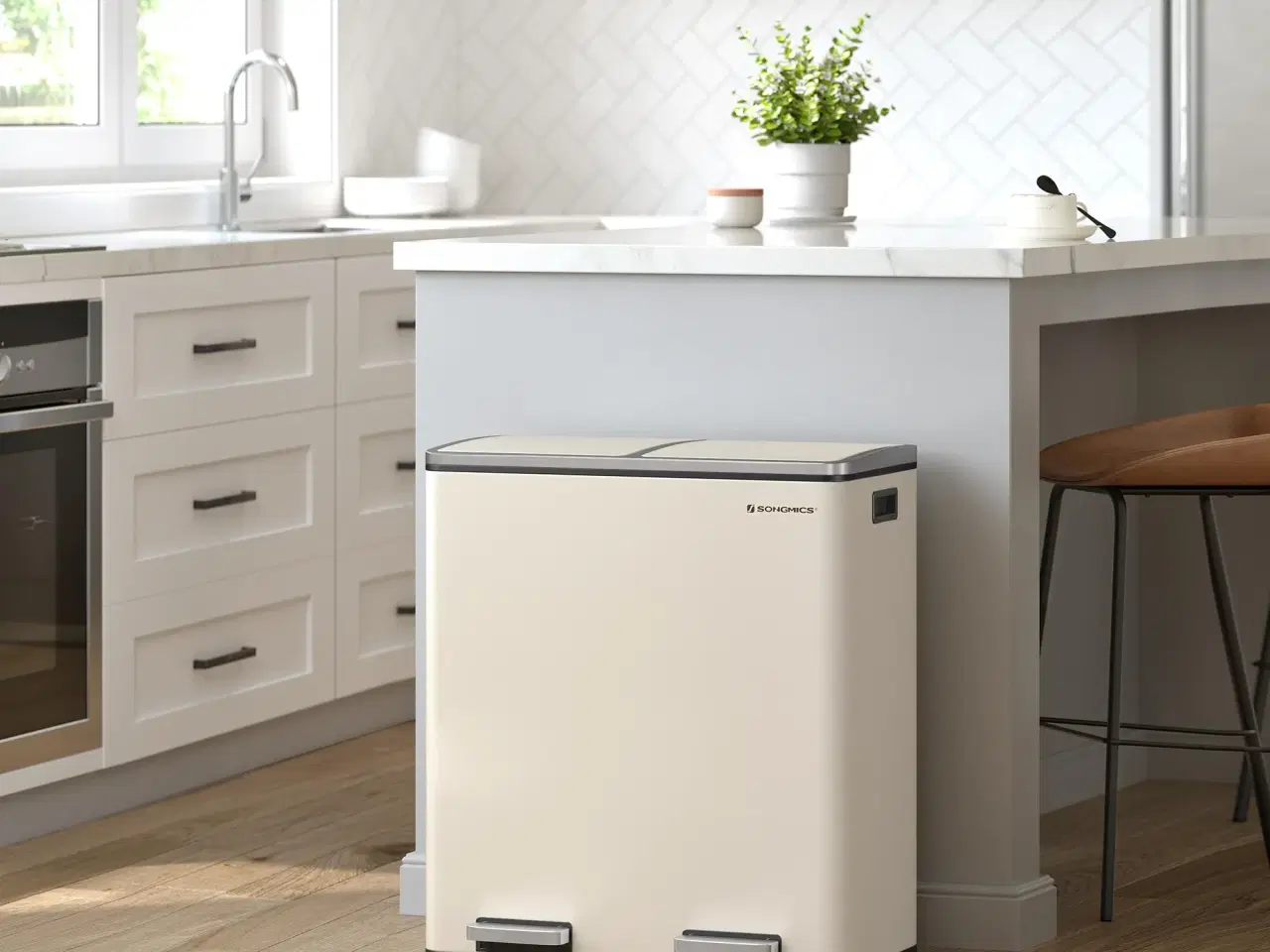 Billede 3 - Skraldespand med to rum 2 × 30 l blød lukning, creme