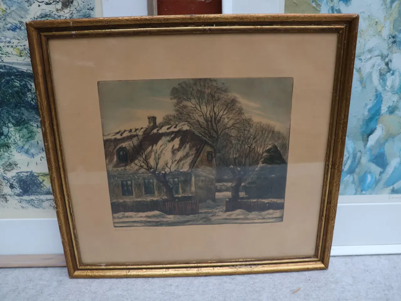 Billede 8 -  11 Stk Div litografier, malerier m.m. 