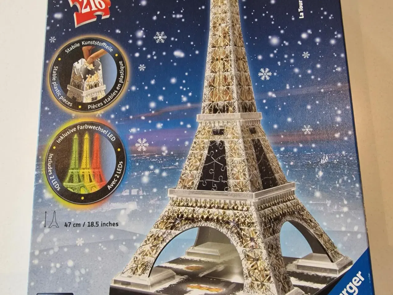 Billede 1 - Ravensburger 3D Puslespil Eiffeltårnet 216 dele 