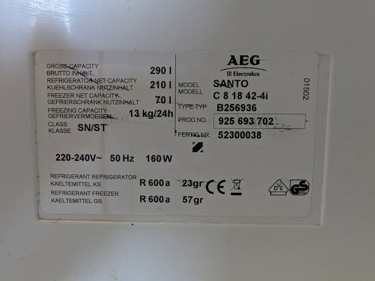 Billede 9 - AEG køle-fryseskab, hvid