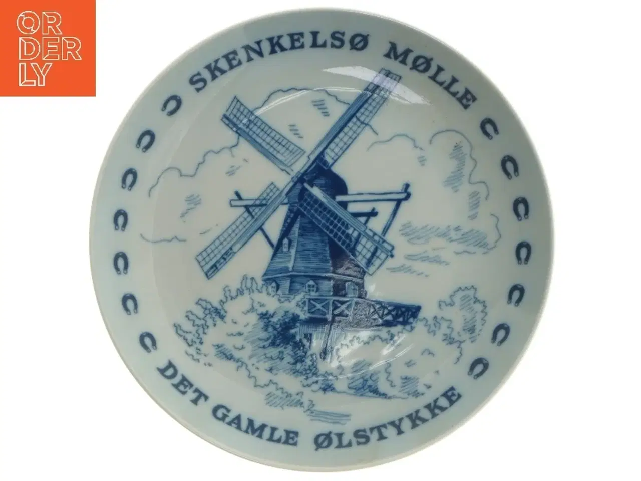 Billede 1 - Porcelænstallerken med mølledesign fra Lise Porcelain (str. Ø 19,5 cm)