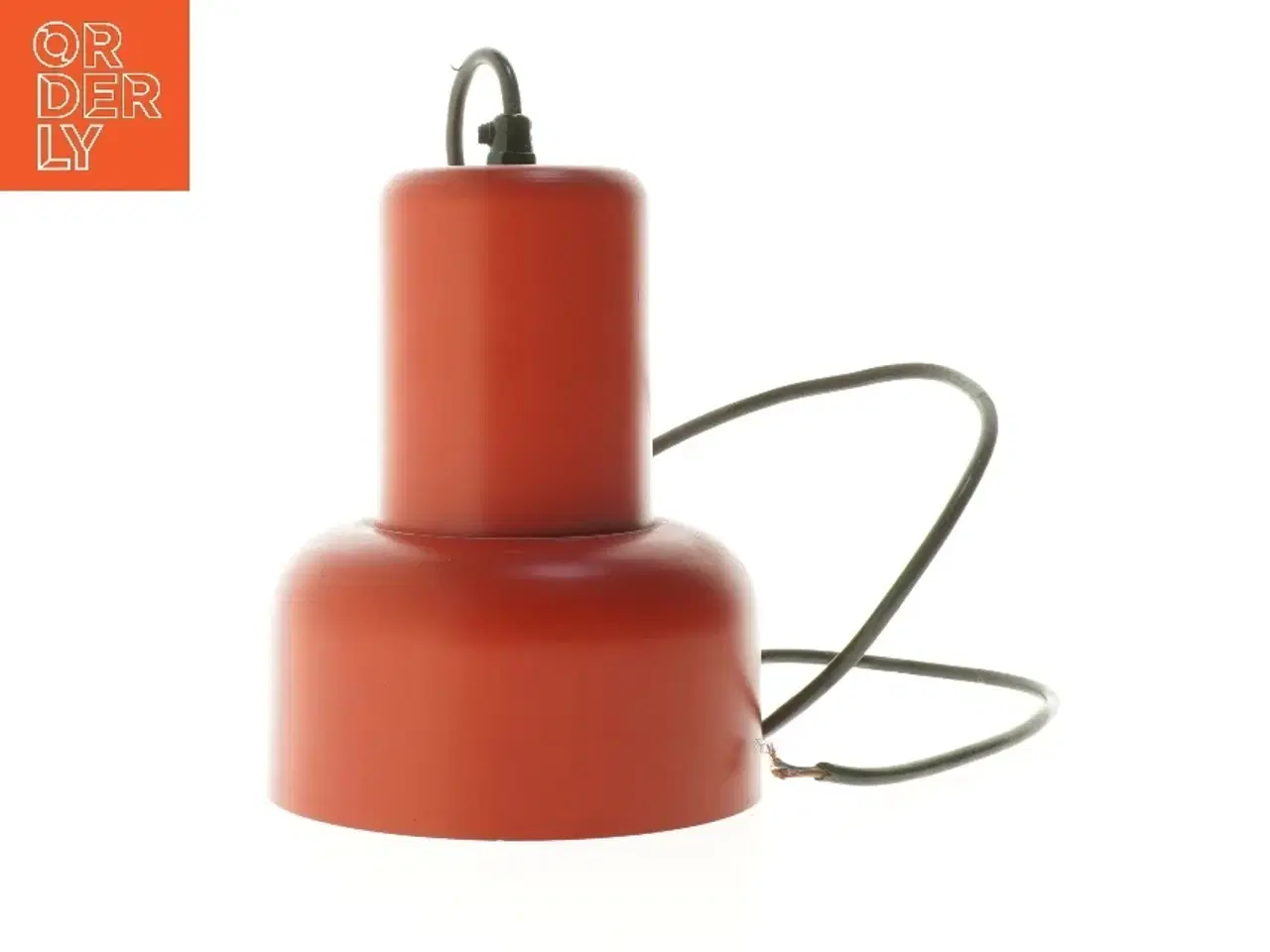 Billede 1 - Rød pendellampe (str. Ø 15 cm længde 19 cm)