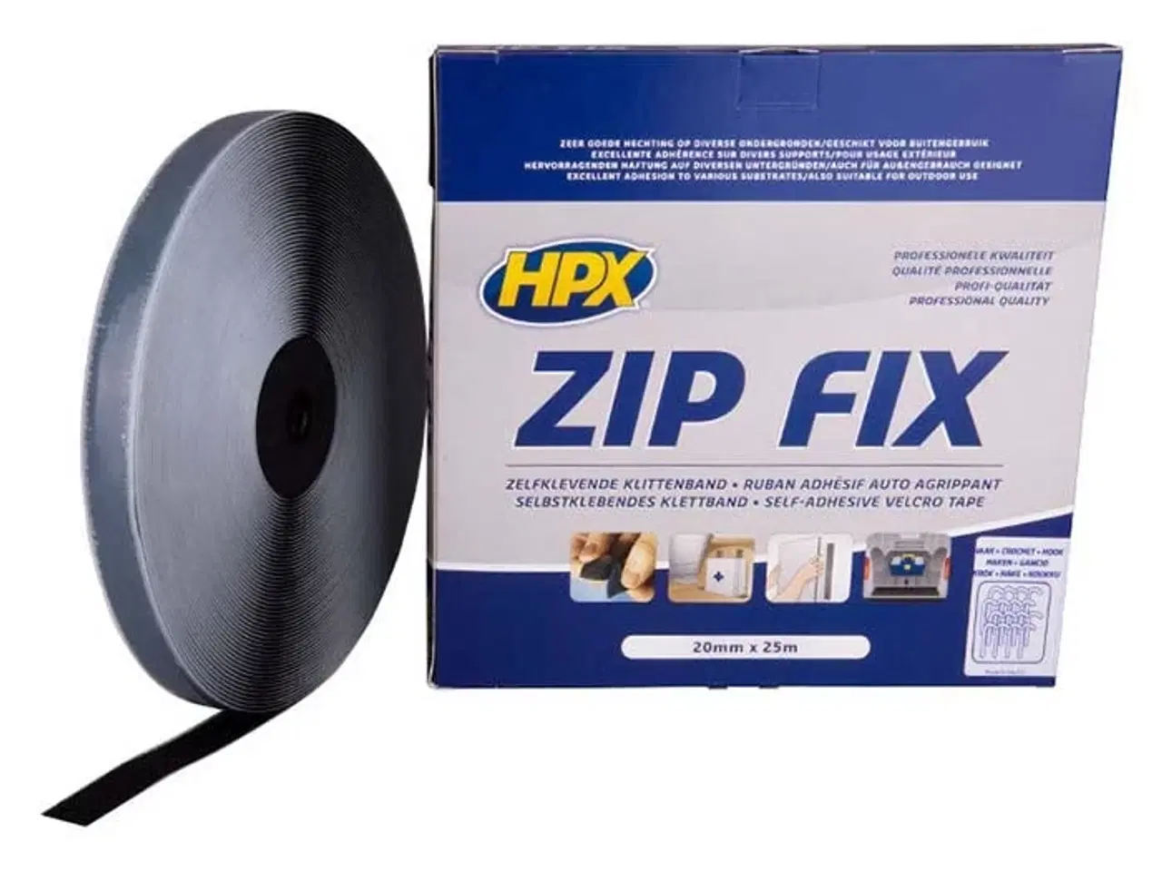 Billede 1 - HPX zip fix velcro tape sort, 20mm x25m (hook)