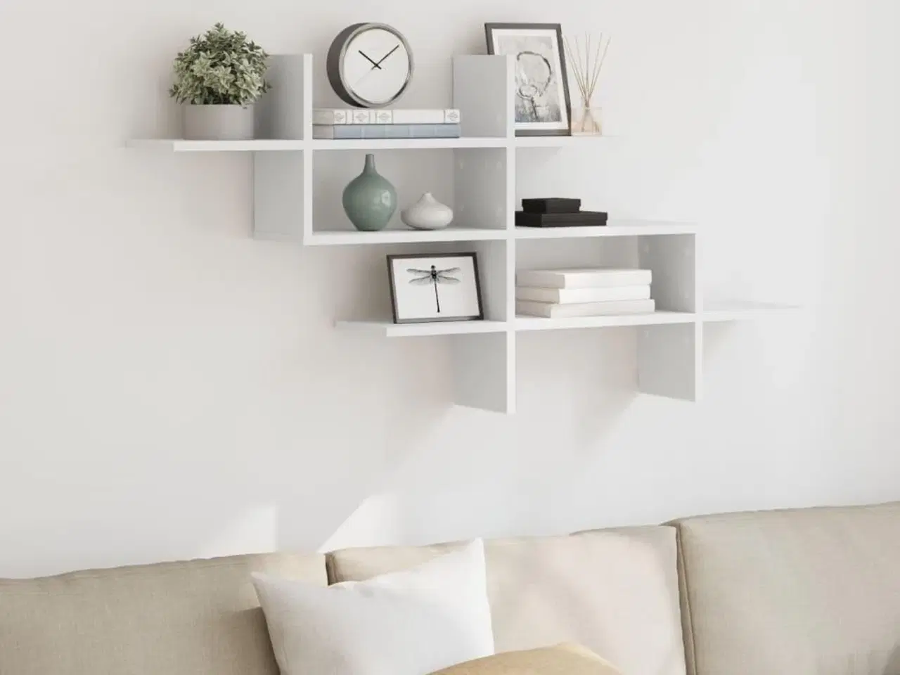 Billede 3 - Væghylde 124,5x18x60,5 cm konstrueret træ hvid