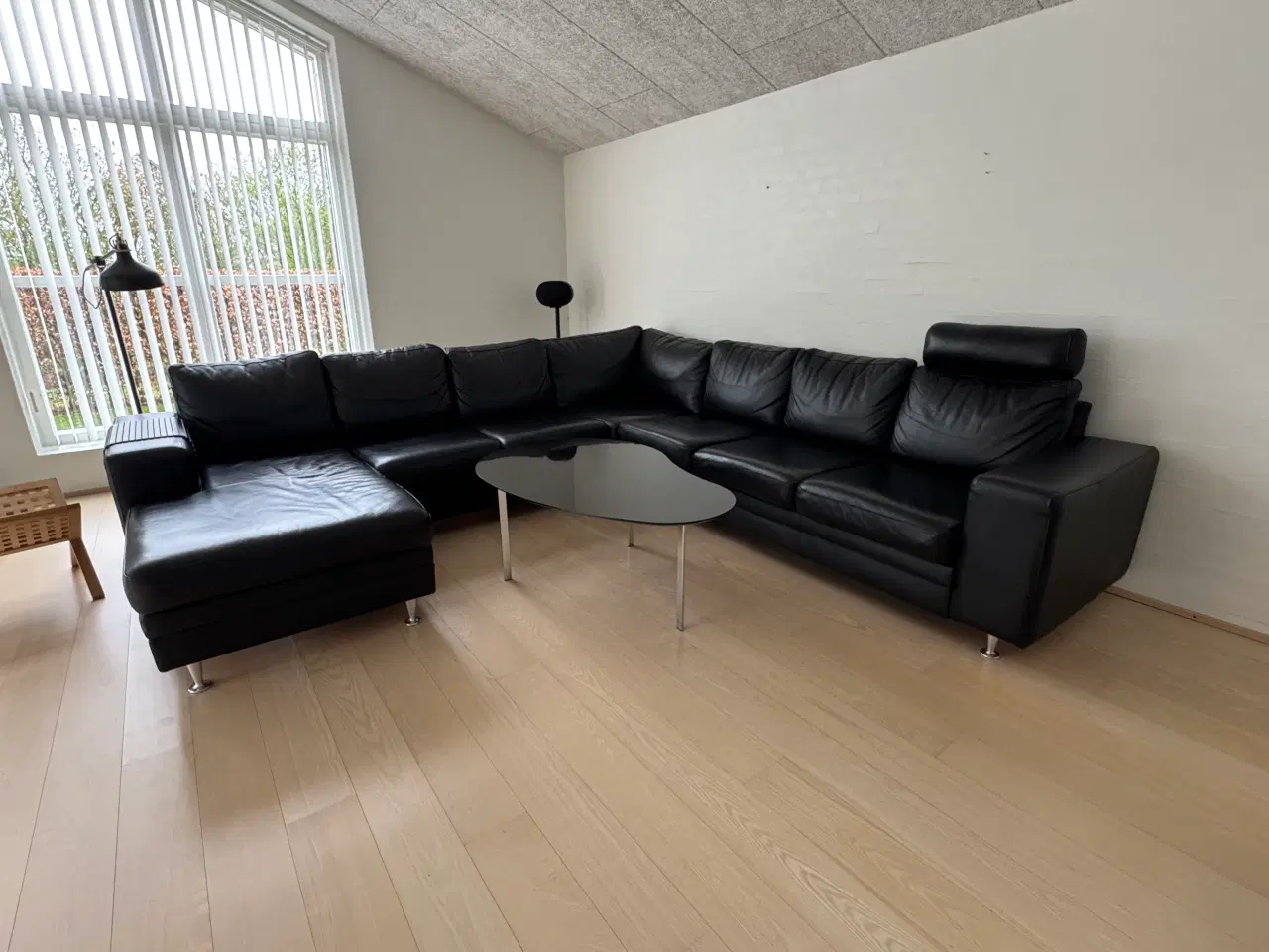 Billede 1 - Lædersofa med chaiselong