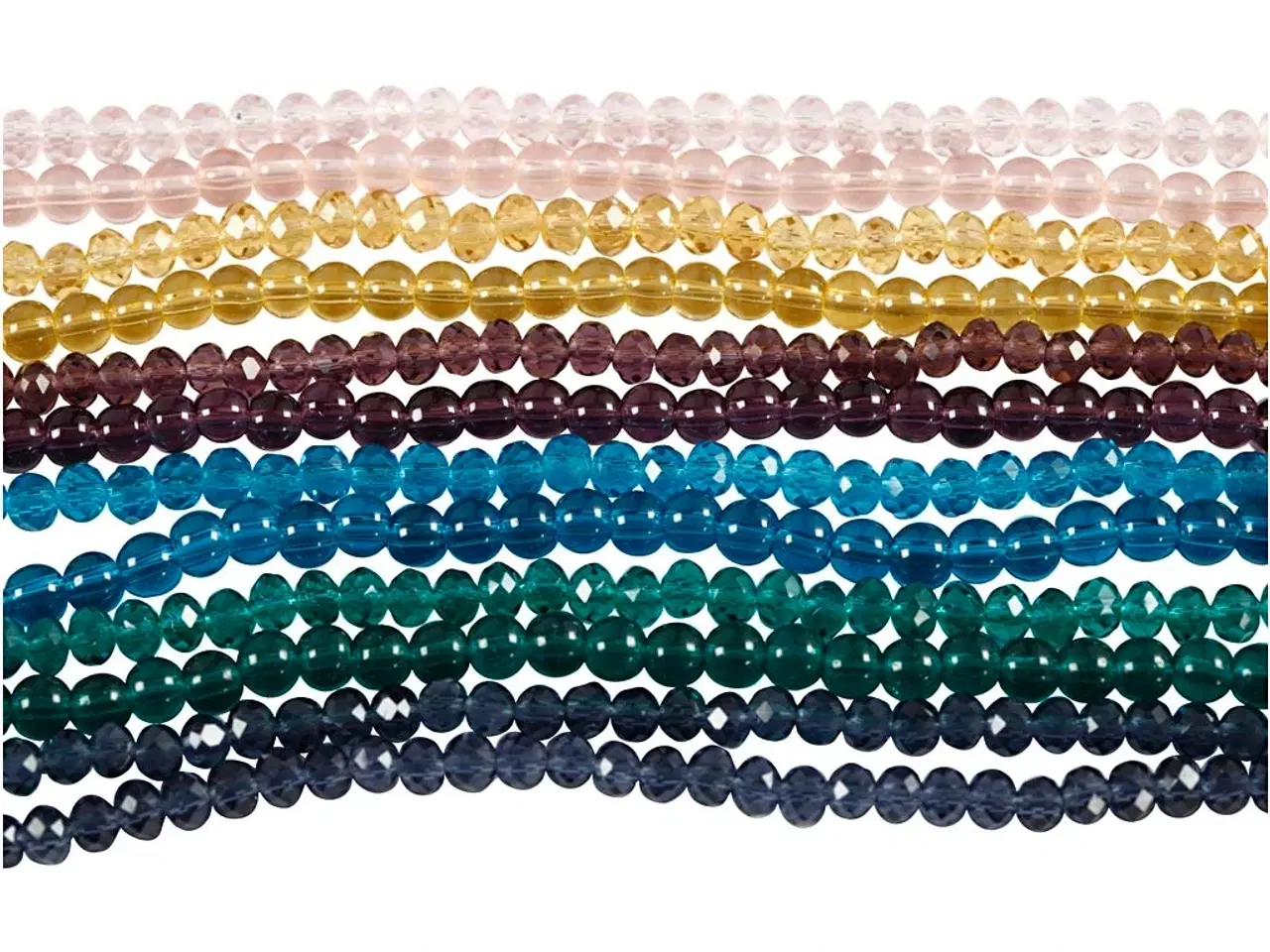 Billede 1 - Glas- og Facetperler 4 mm - 12 pk. med 45 stk.