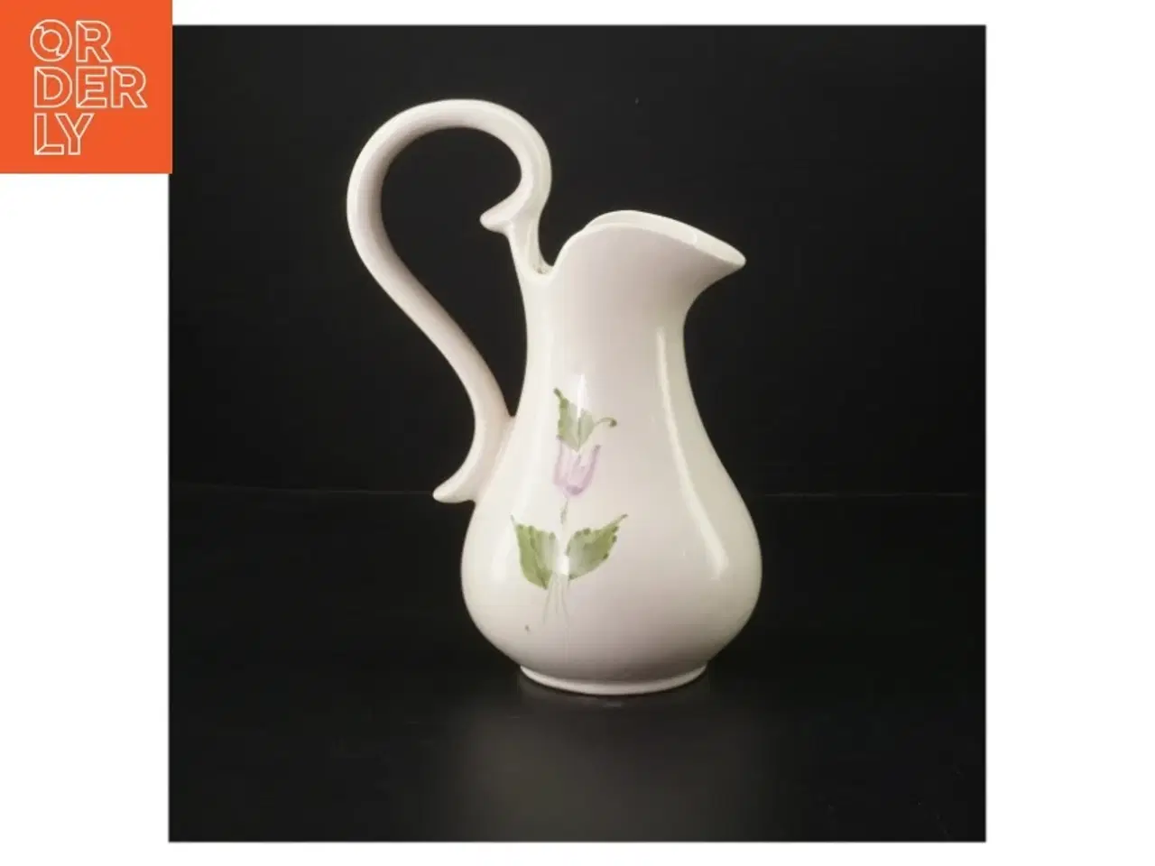 Billede 2 - Keramikkande med blomstermotiv (str. K. 23 cm. ø. 13 cm)