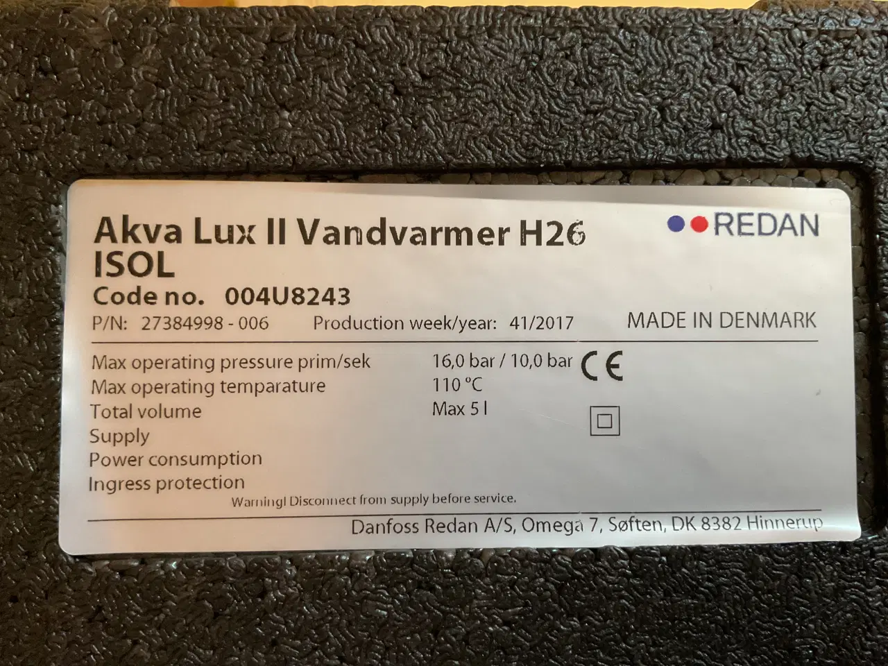 Billede 4 - Redan Lux 11 Vandvarmer /væksler