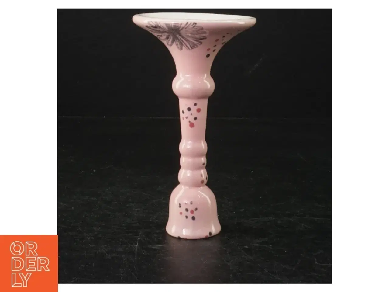 Billede 2 - Porcelænslysestage med blomstermotiv (str. 15 cm)