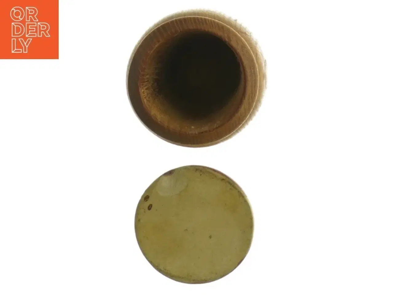 Billede 3 - Teak Træ krukke med keramik låg (str. H. 8 cm)