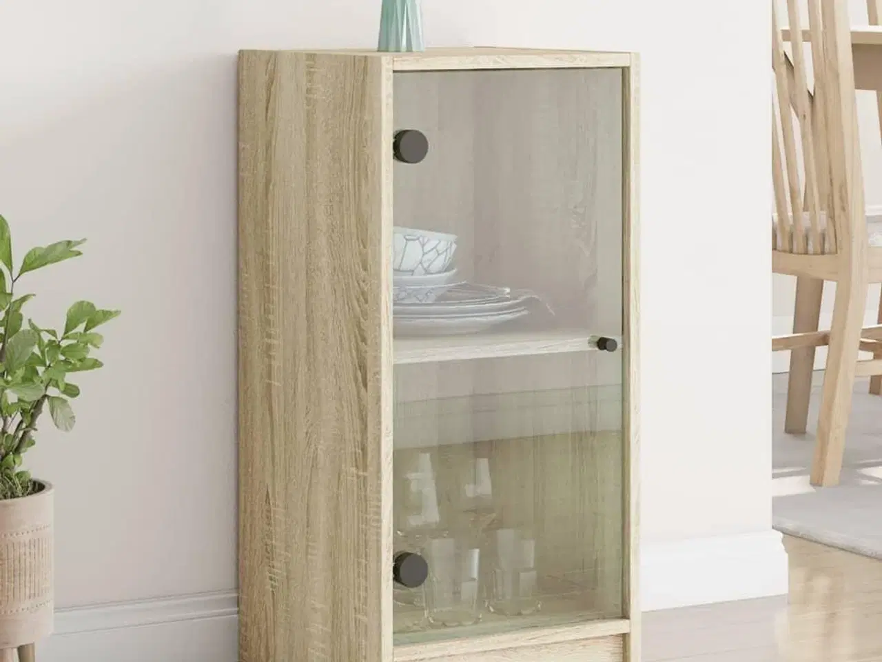 Billede 1 - Skab med glaslåger 35x37x75,5 cm sonoma-eg