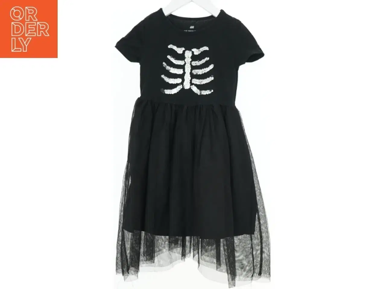 Billede 2 - Sort kjole med skeletdesign fra H&M (str. 110)