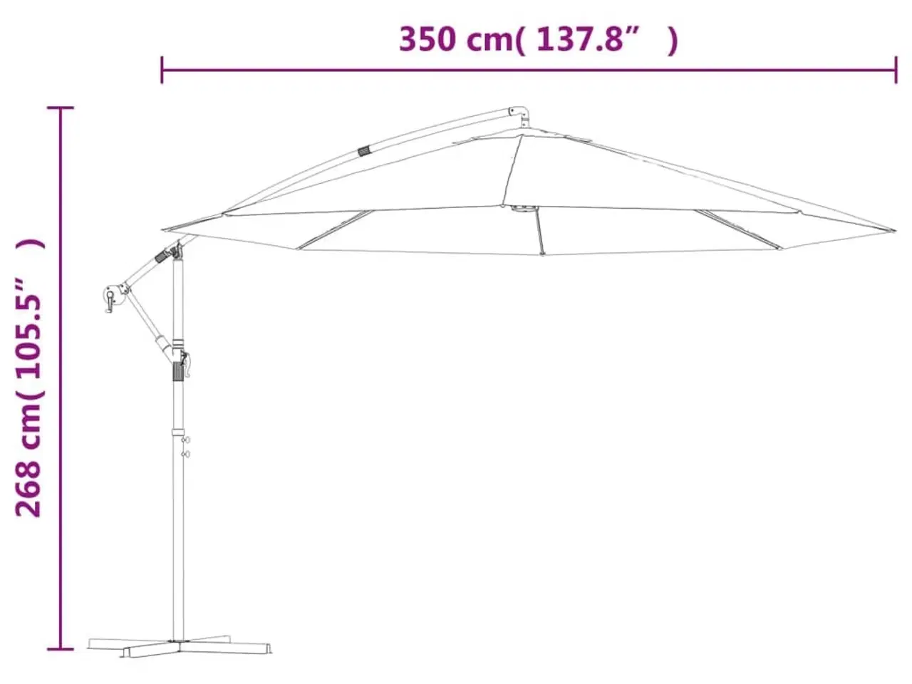 Billede 10 - Hængeparasol med aluminiumstang 350 cm gråbrun