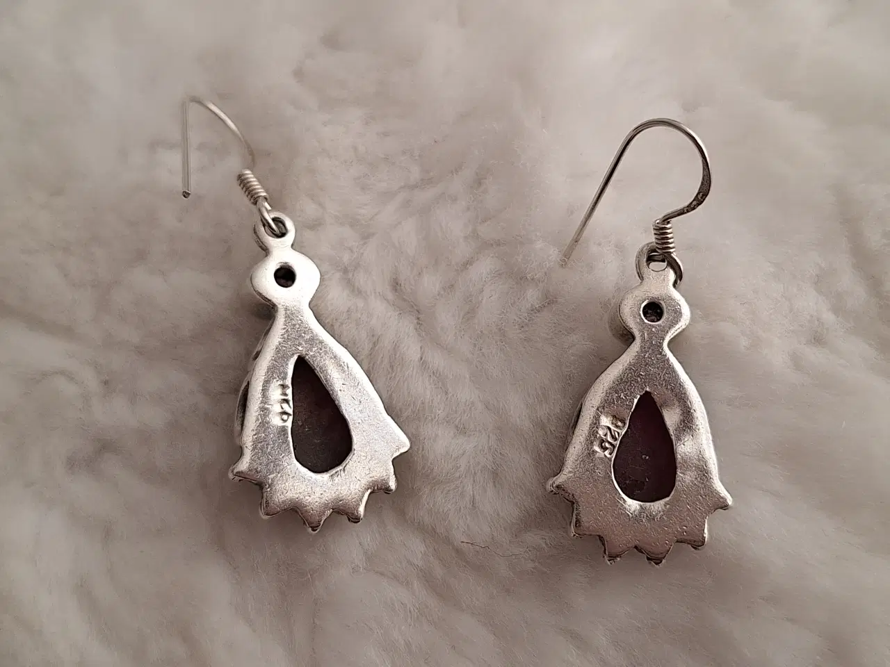 Billede 2 - 925 sterlingsølv rhodochrosit og ametyst øreringe