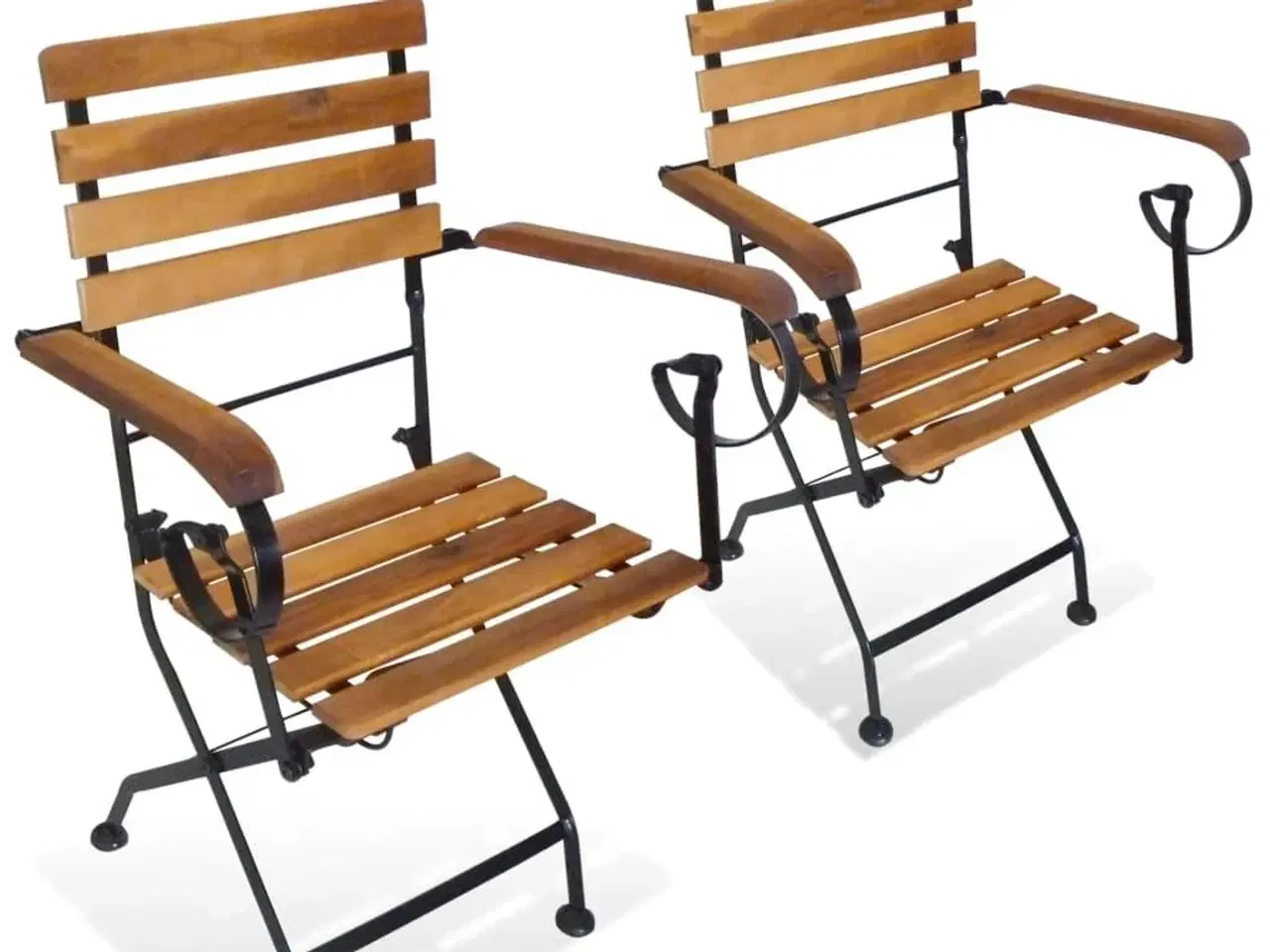 Billede 1 - Foldbare havestole 2 stk. stål og massivt akacietræ
