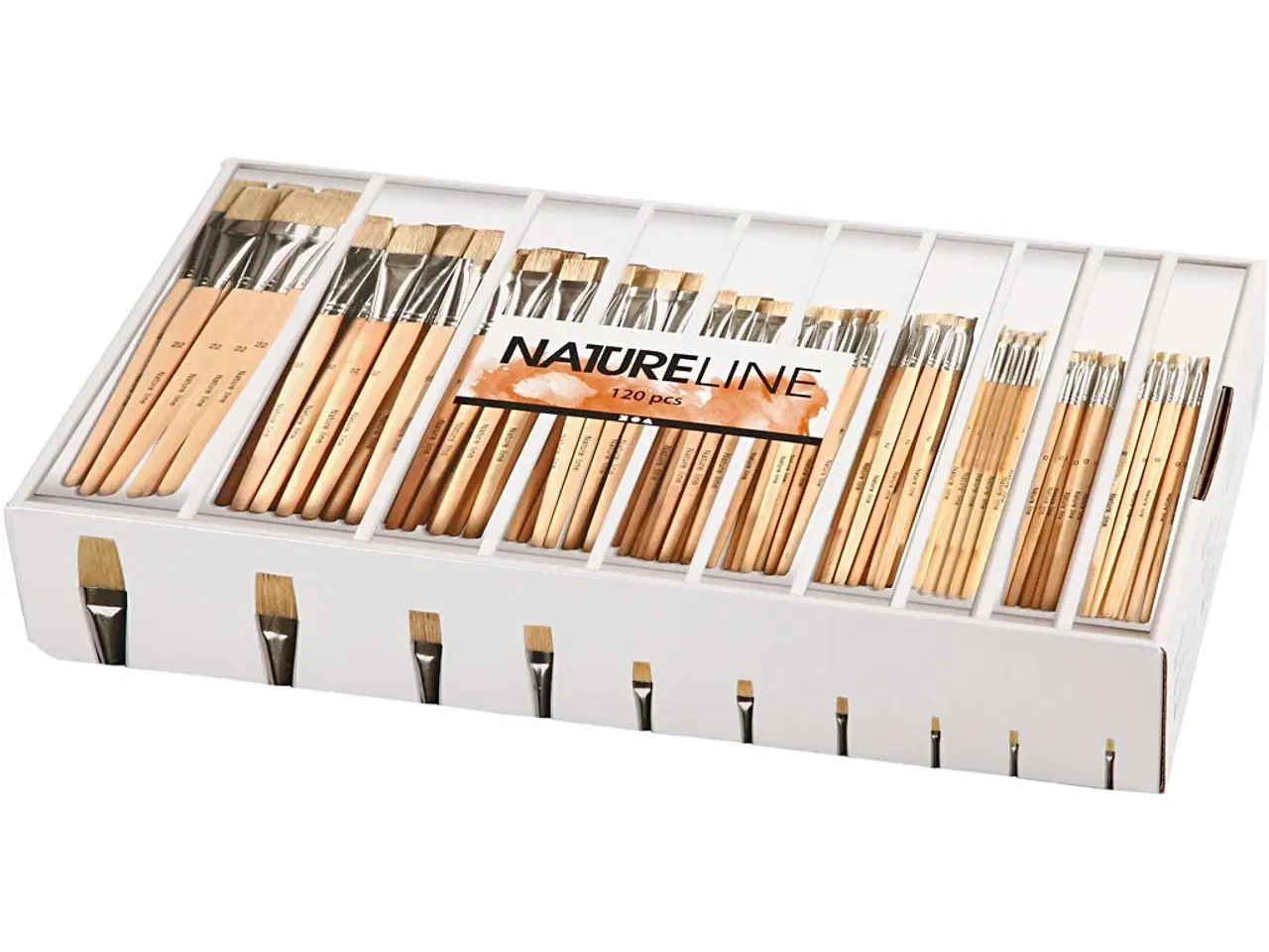 Billede 1 - Nature Line Pensler, 00+0+1+2+4+8+12+14+20+22, L: 17,5-20,5 cm, B: 3-22 mm, flad, 10x12stk./ 1 pk.