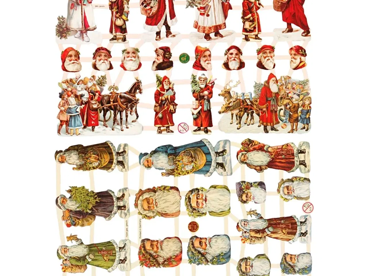 Billede 1 - Glansbilleder, julemænd, ark 16,5x23,5 cm, 2 ark/ 1 pk.