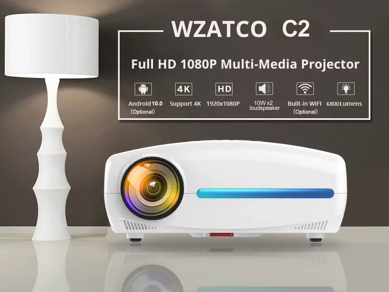 Billede 2 - WZATCO C2 1920*1080P Full HD 300 tommer 4D Keyston