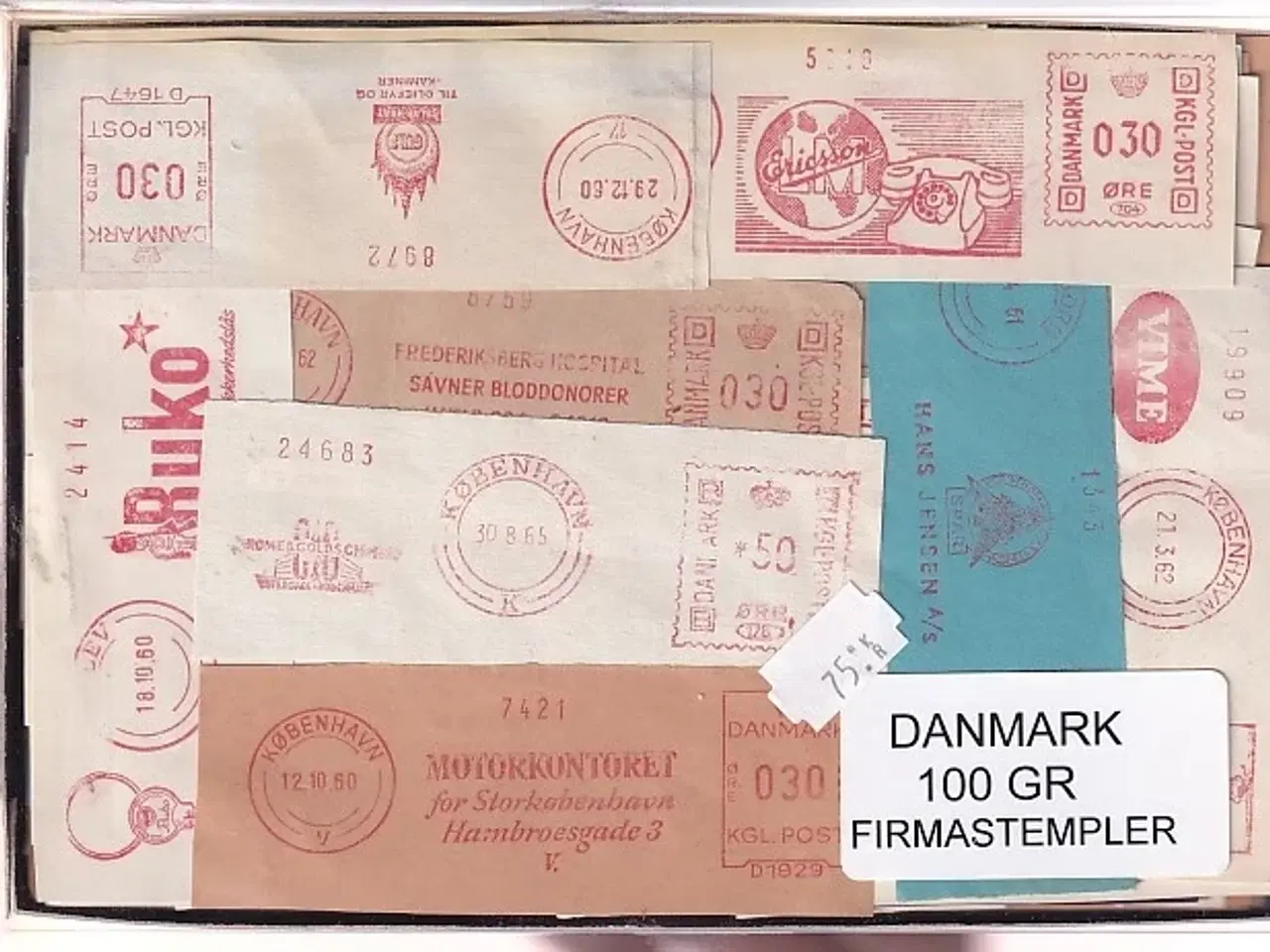 Billede 1 - Danmark Firmastempelafklip 100 gram.