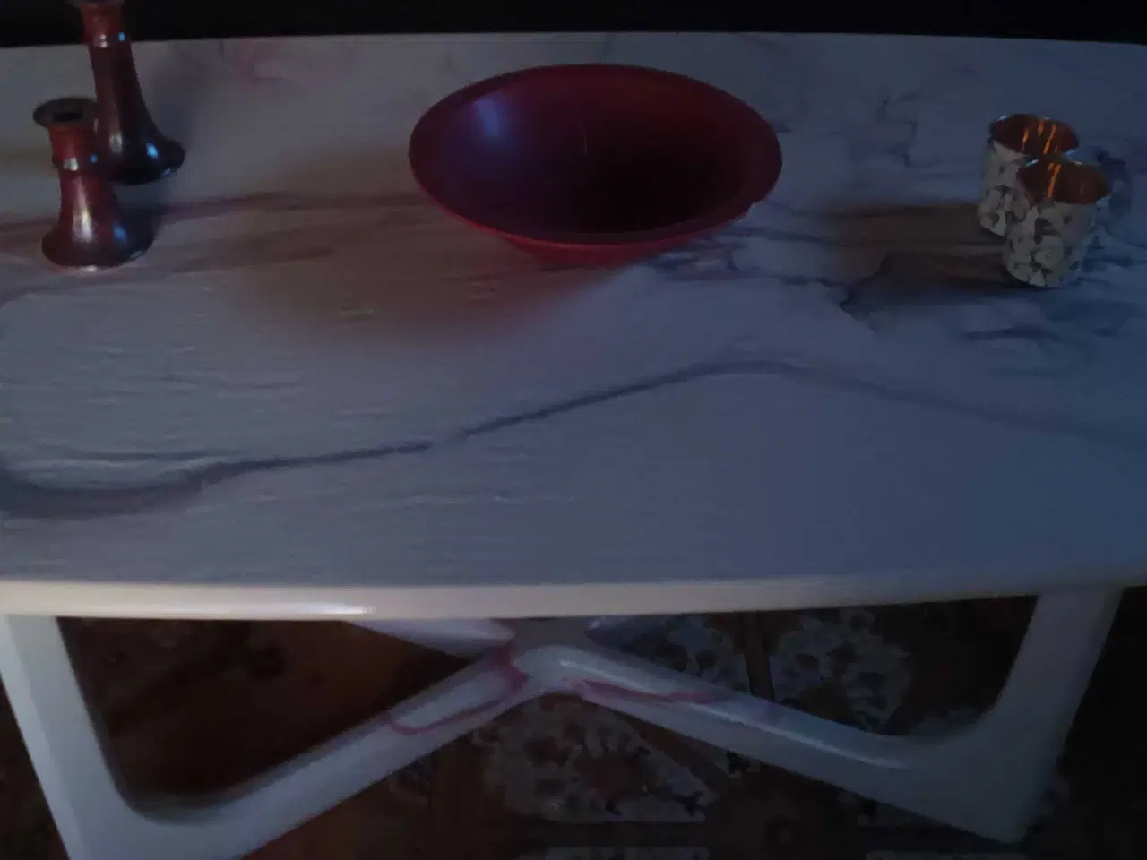 Billede 1 - Flot sofabord med plade og ben i marmor