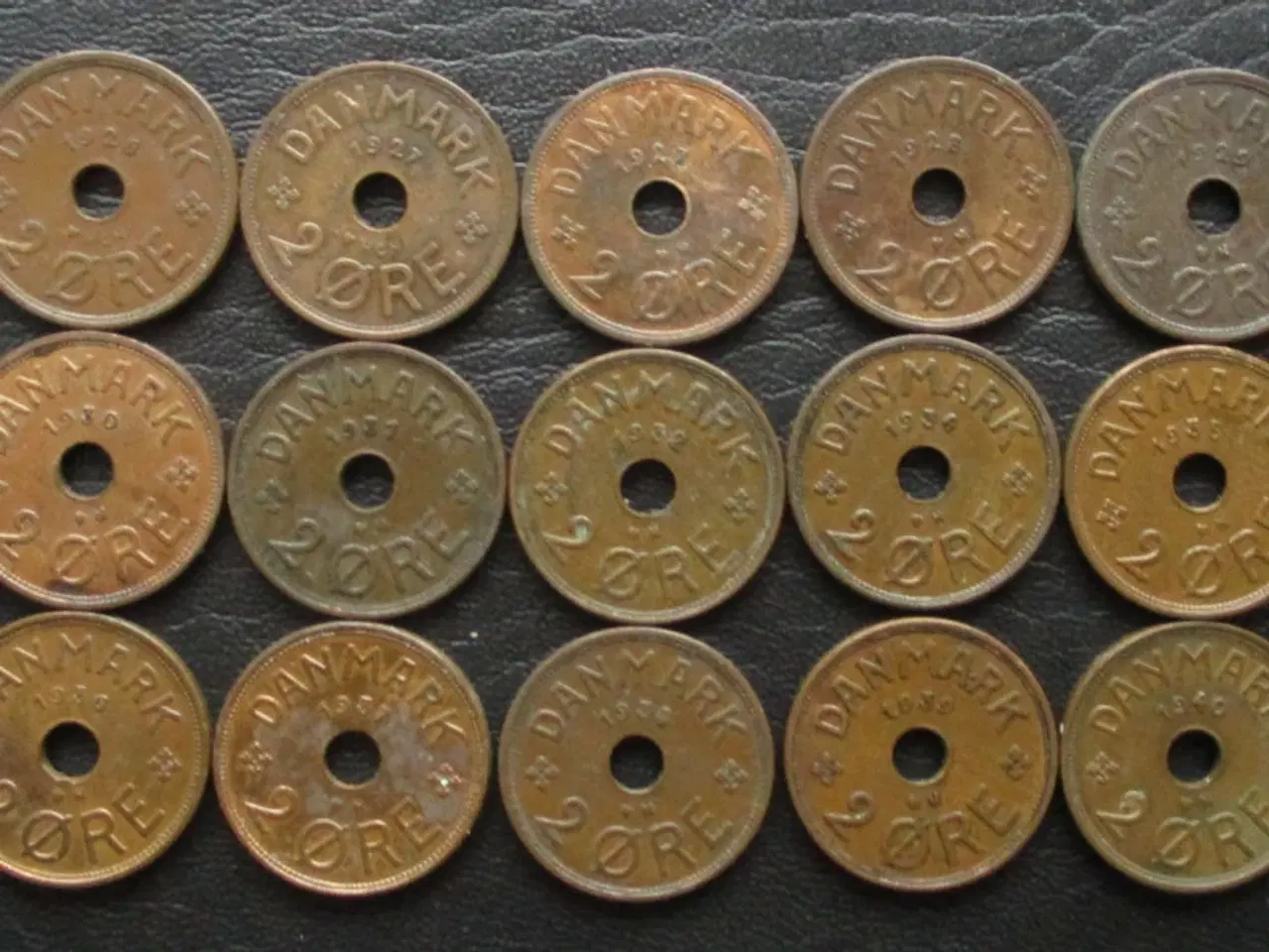 Billede 5 - 1, 2 og 5 ører 1926-1940 komplette inkl 2 øre 1926