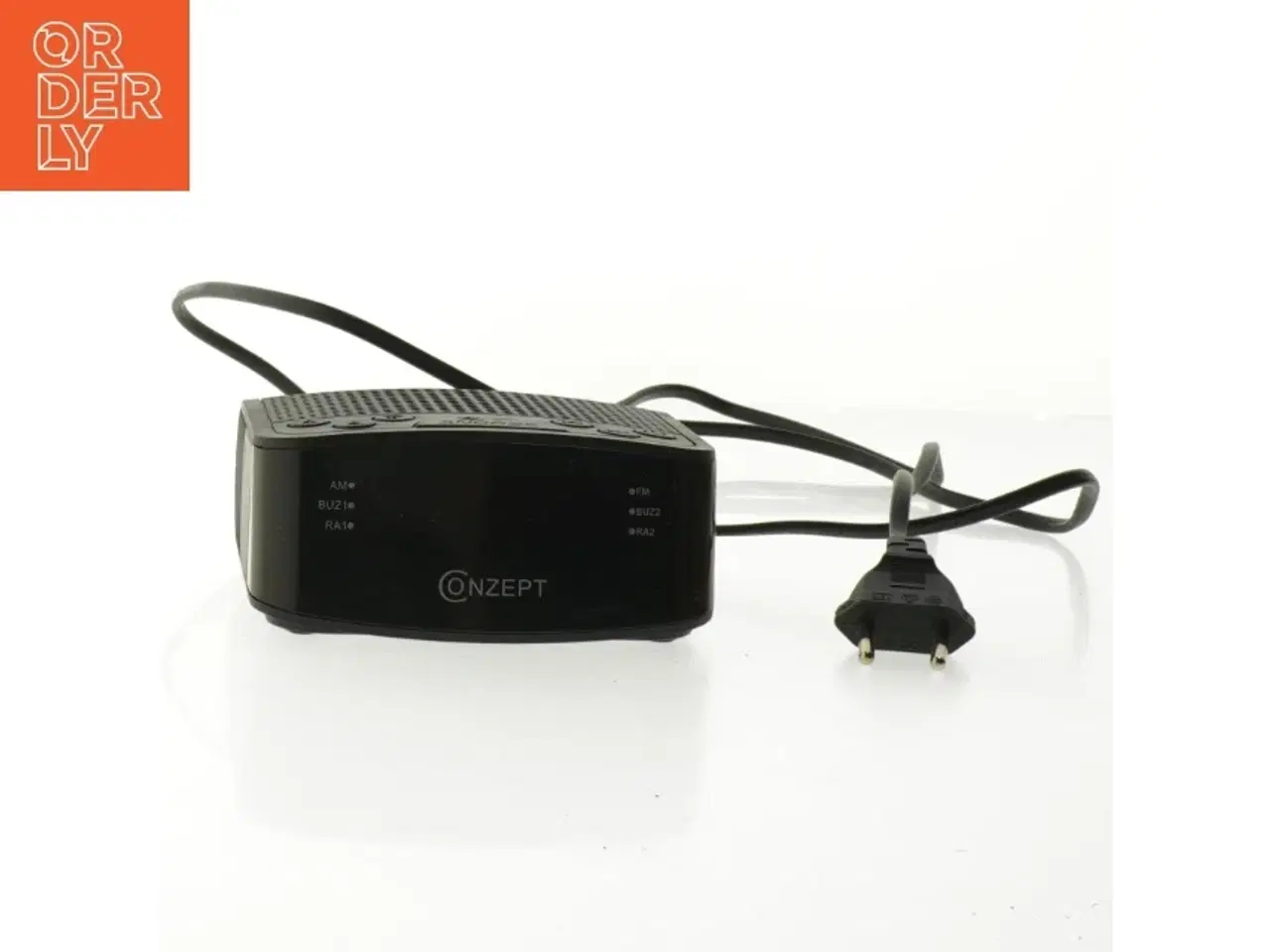 Billede 1 - Sort vækkeur med FM radio fra Conzept (str. 12x11 cm)