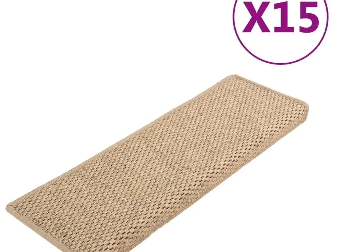 Billede 2 - Selvklæbende trappemåtter 15stk. 65x21x4cm sisal-look sandfarve