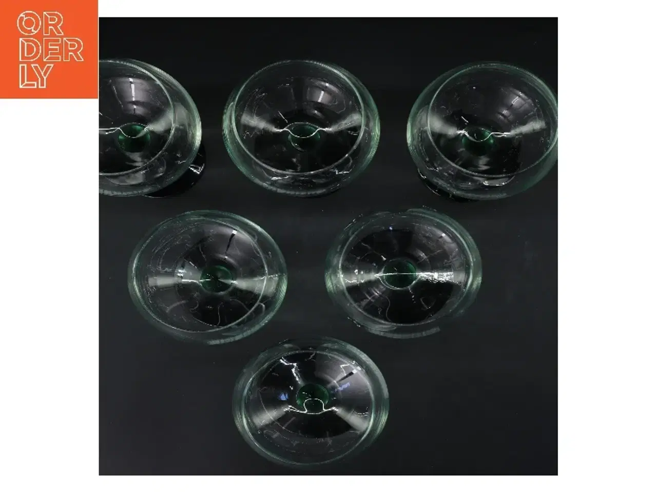 Billede 3 - 6 Tanqueray gin/cocktailglas med grøn fod (str. 6 stk Ø 8,5 cm højde 19,5 cm)