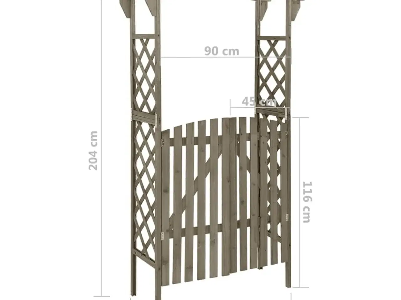 Billede 6 - Pergola med låge 116x40x204 cm massivt grantræ grå