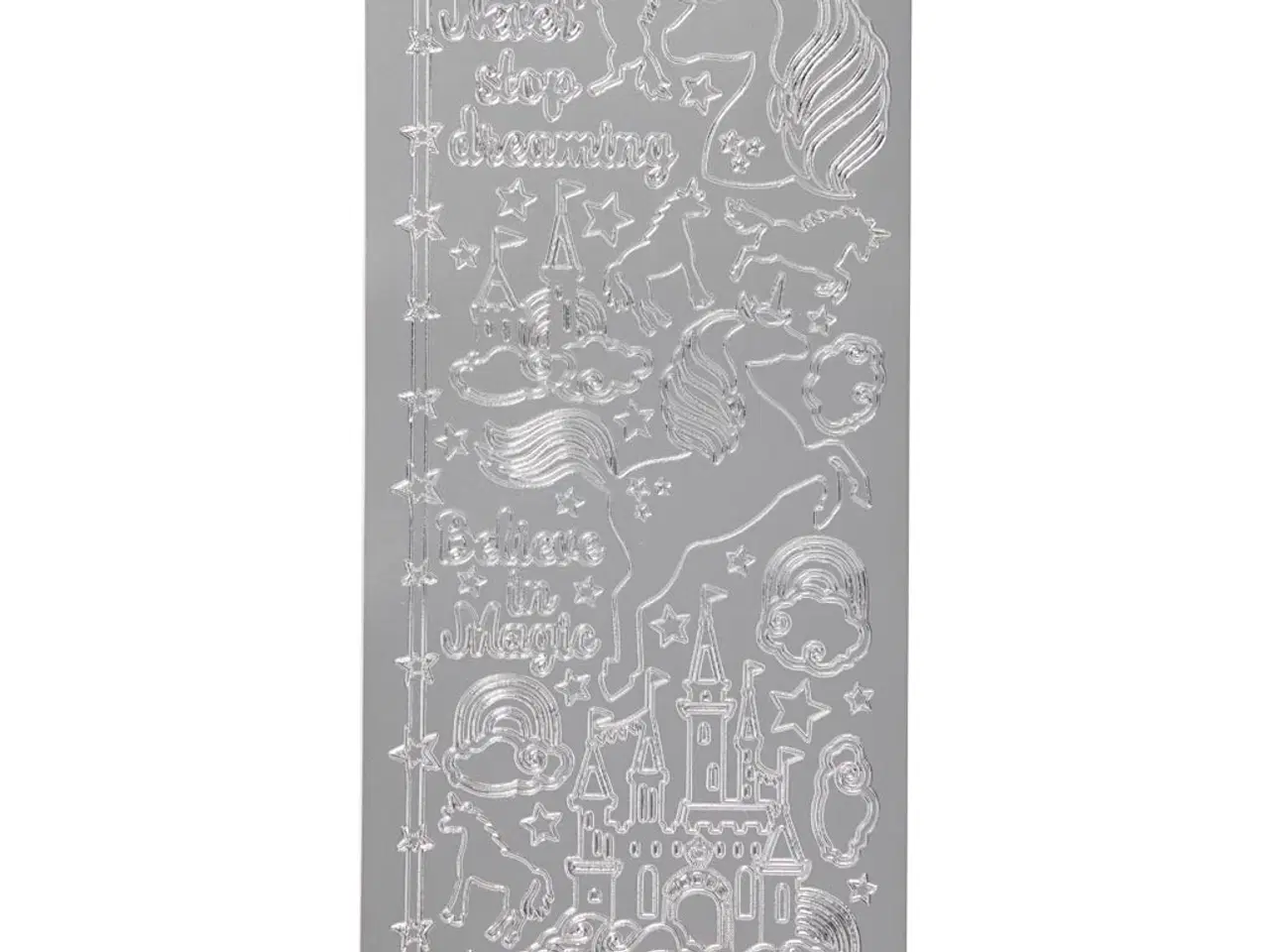 Billede 1 - Sølv Enhjørning Stickers - 10x23 cm, 1 ark