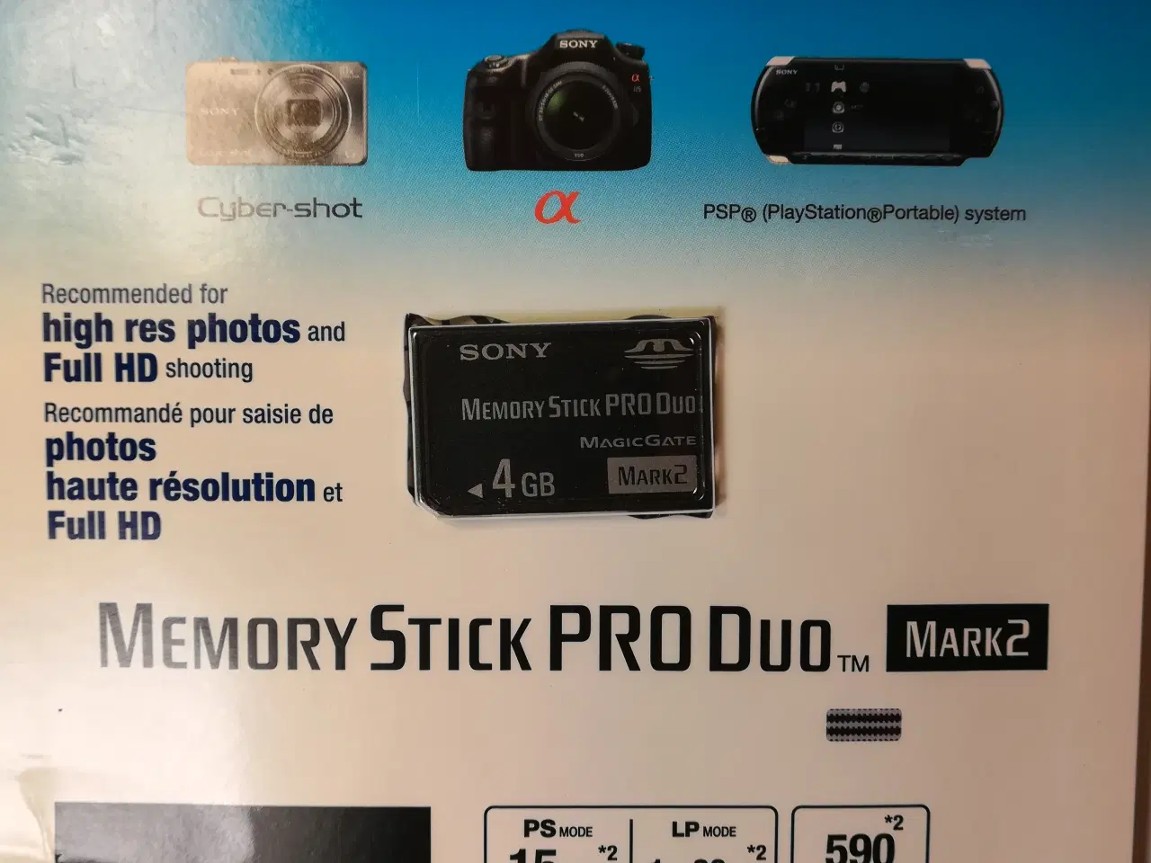 Billede 1 - SONY Memory Stick PRO Duo Mark2 hukom. kort 4GB   