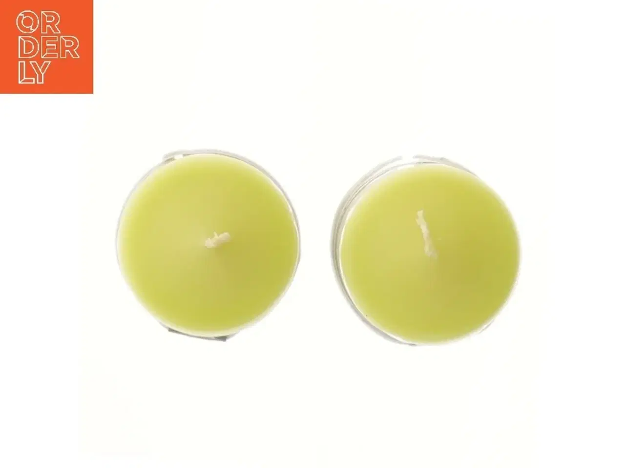 Billede 2 - Lysestager med grønne stearinlys (str. 2 stk 9 cm)