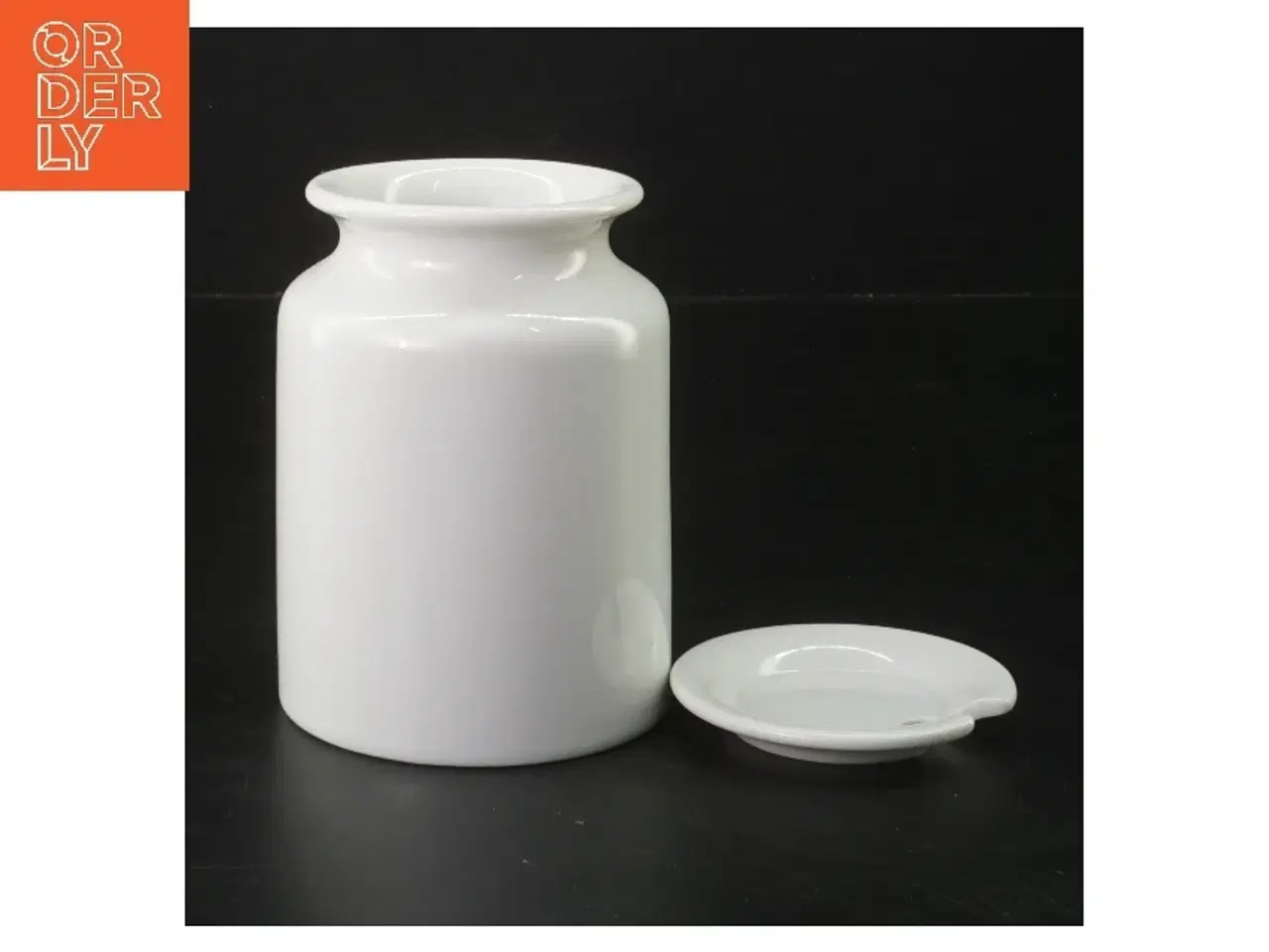 Billede 2 - Hvid opbevaringskrukke med låg (str. 11 cm)