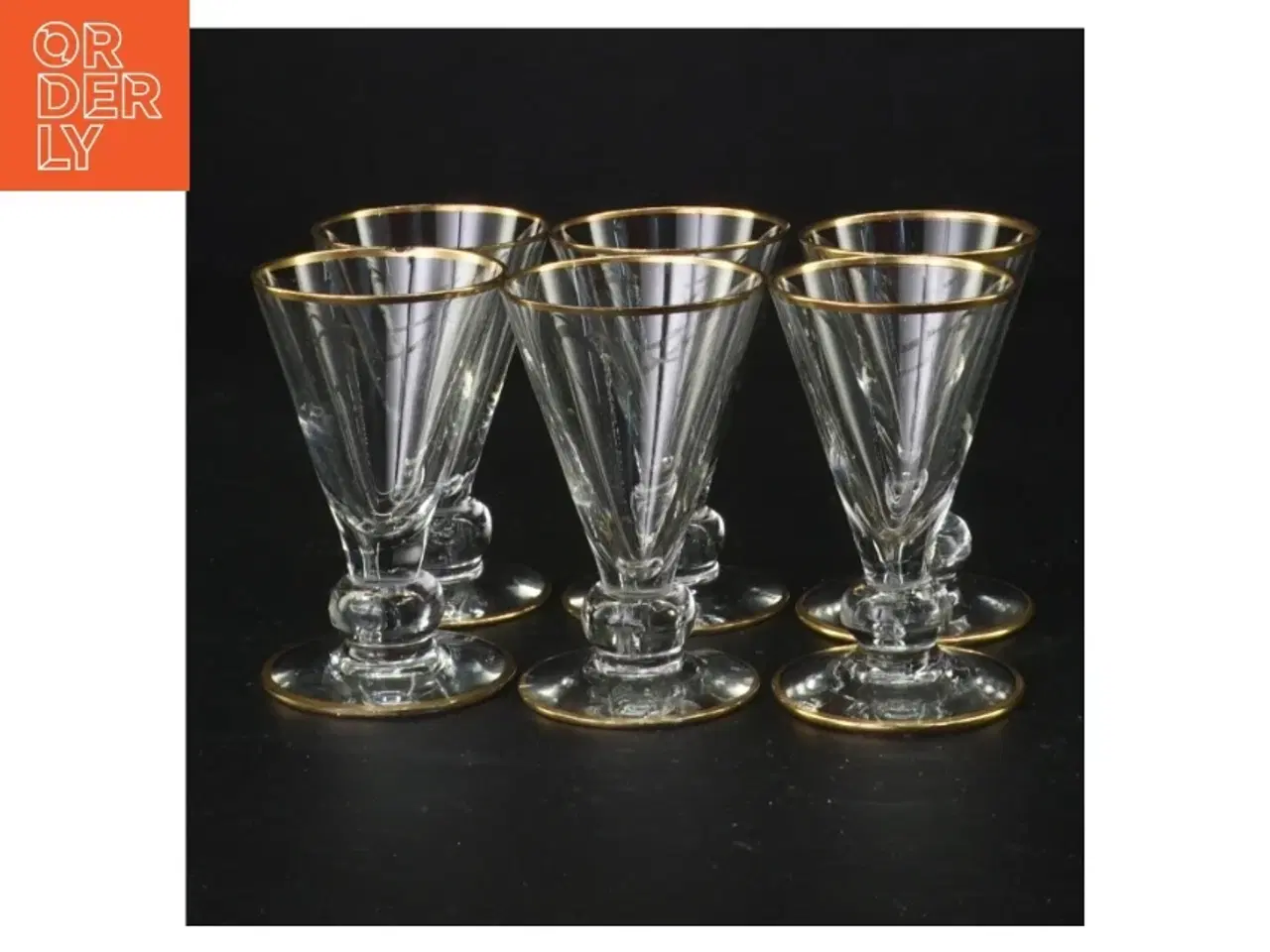 Billede 1 - Vintageglas med guldkant (str. 8 x 5 cm)