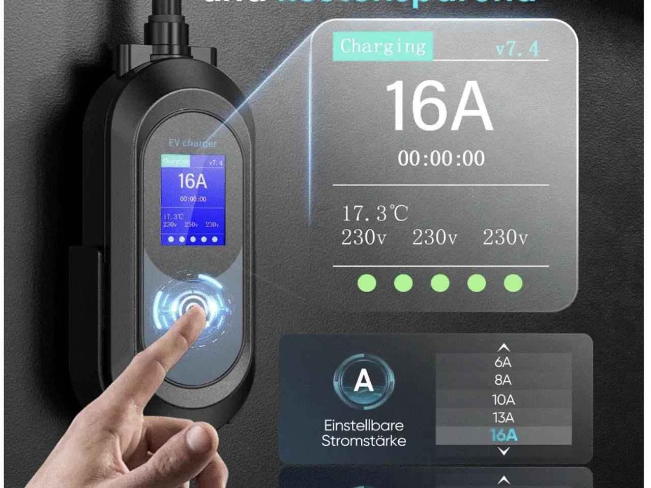 Billede 3 - Ladeboks 11kW  3 faser; transportabel/vægmontering