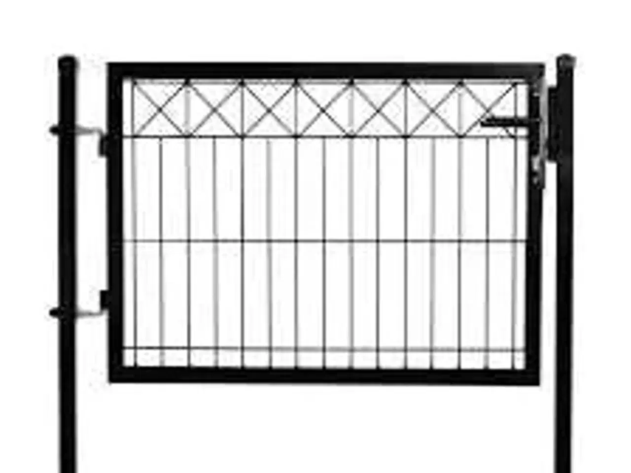 Billede 2 - Låge for panelhegn med deko "X", 750 x 1000 mm inkl. stolper, sort
