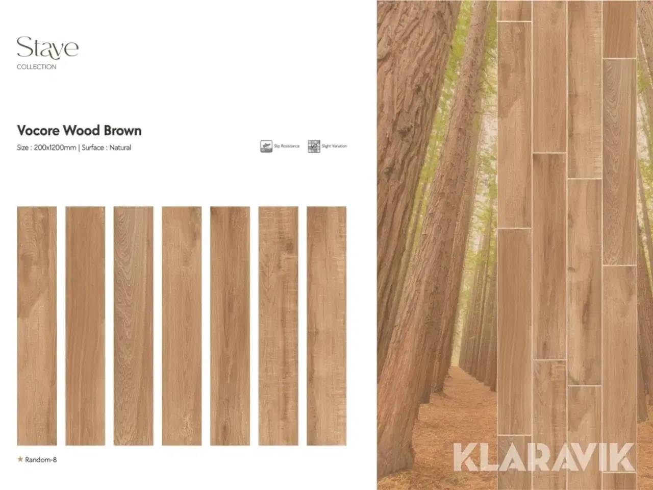 Billede 1 - Porcelæns fliser Vocore Wood Brown med træ struktur